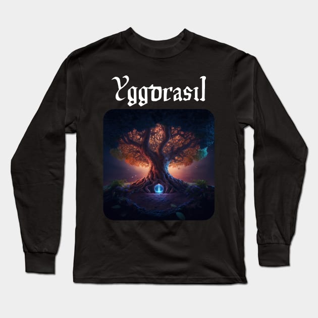 Yggdrasil - Tree of Life v2 Long Sleeve T-Shirt by AI-datamancer